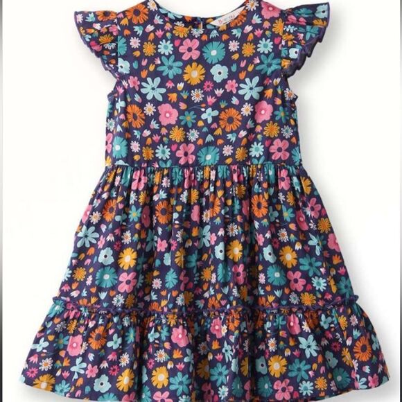 Beebay Other - Beebay Girls Floral Print Flutter Sleeves & Flare Dress Made in India